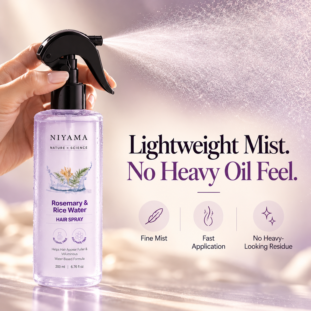 Rosemary Water Spray for Hair Growth & Hair Thickness with Rice Water | 100% Natural Extract | Soft & Smooth Hair 200ml